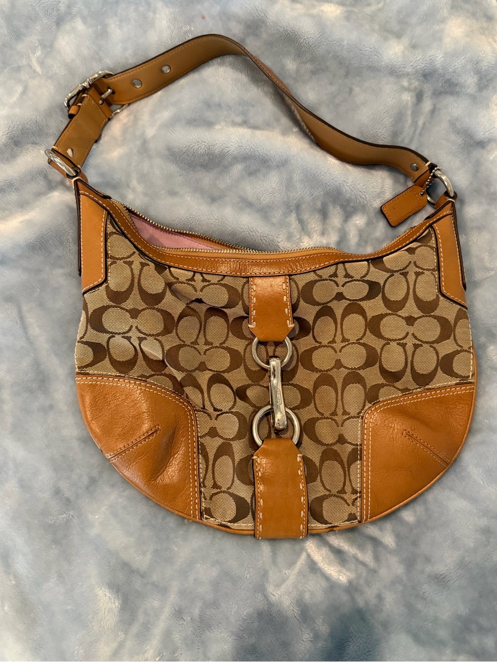 COACH Y2K Signature Pattern Saddle Bag in Brown and Tan